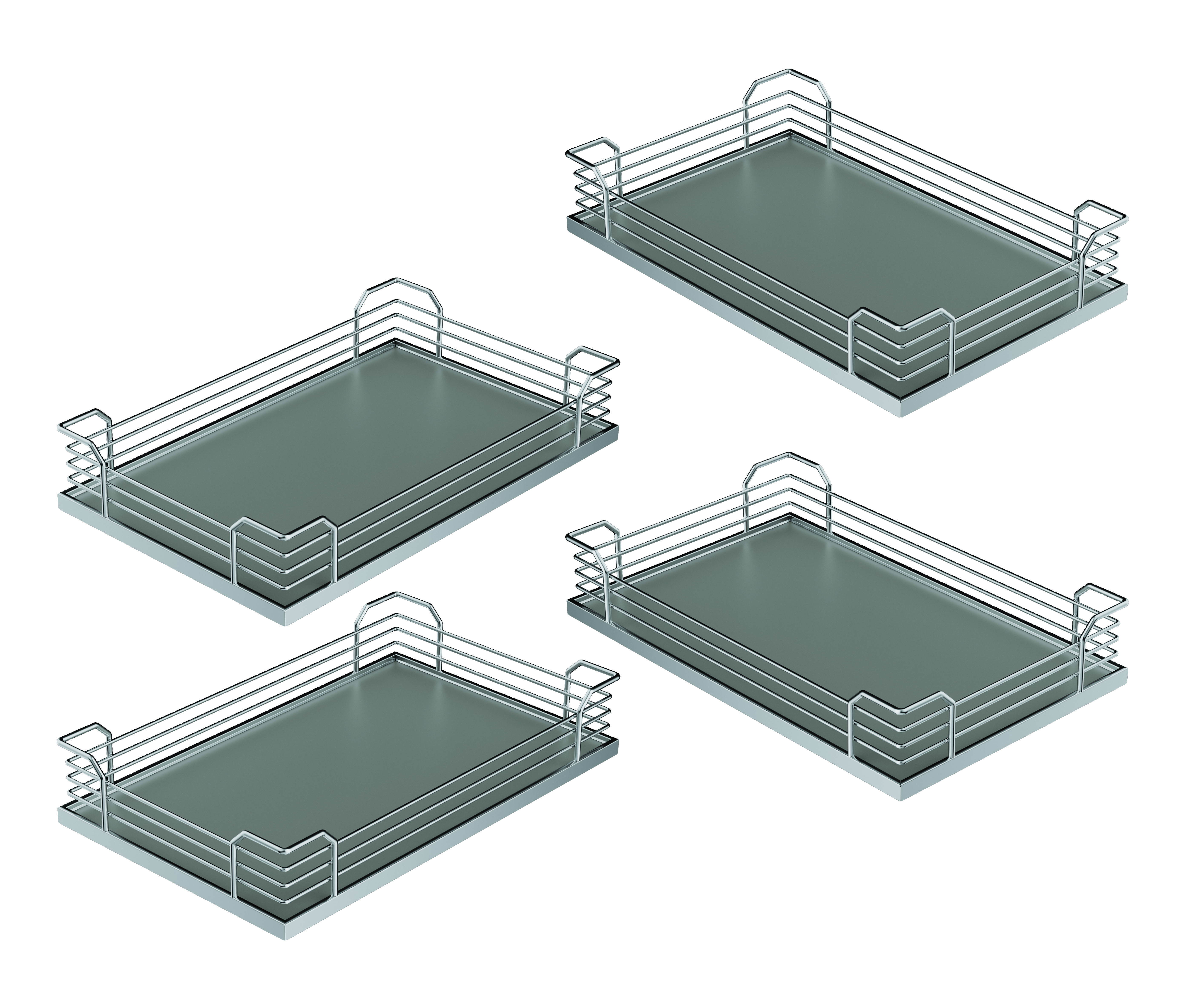 Комплект полок Волшебный угол 450-600 мм Арена КЛАССИК 4 шт цвет ХРОМ Kessebohmer | официальный магазин